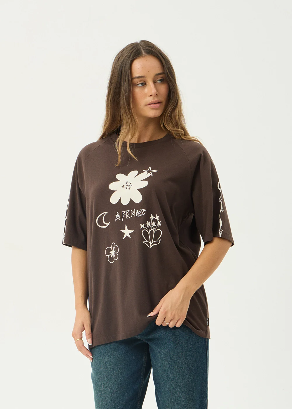AFENDS Womens Terra - Oversized Raglan Tee - Coffee