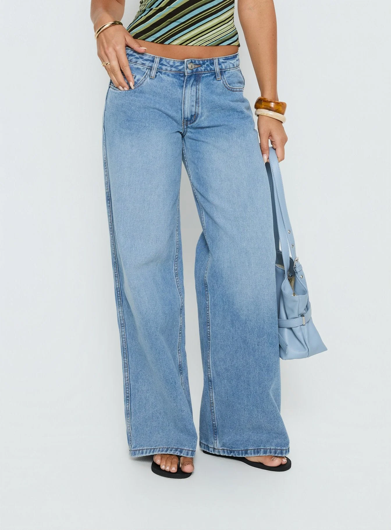 Ramos Low Rise Denim Jeans Bright Blue Wash