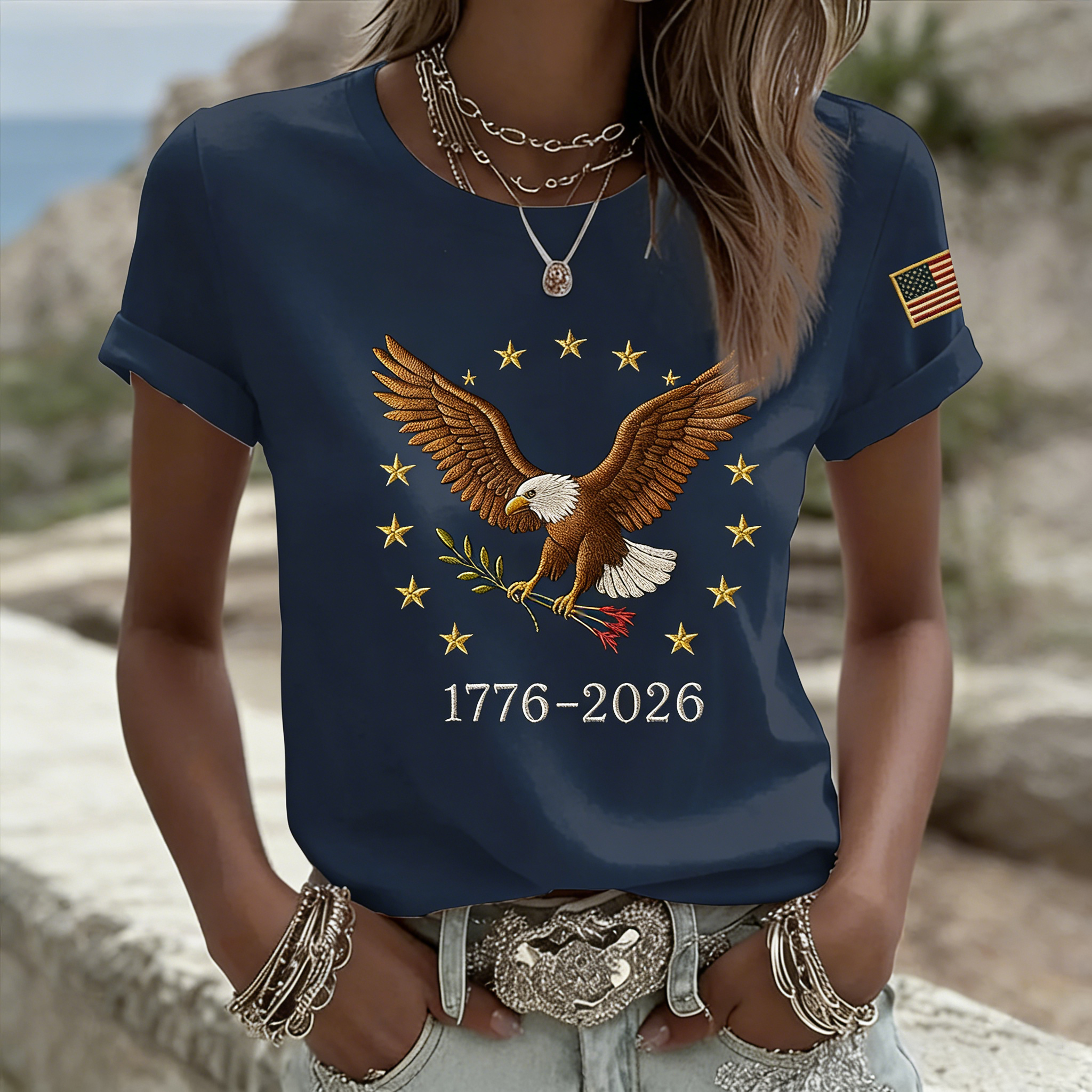 Women's 1776-2026 Printed Casual T-Shirt