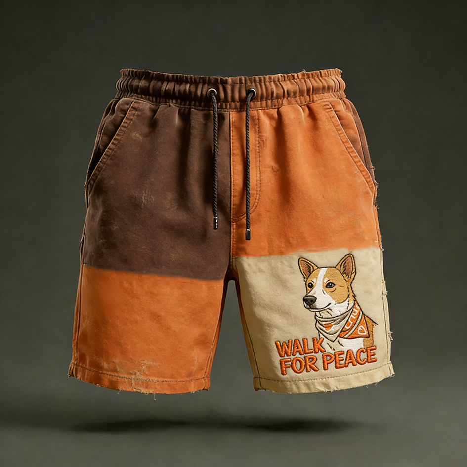 Walk For Peace Inspired Retro Colour Block Casual Shorts