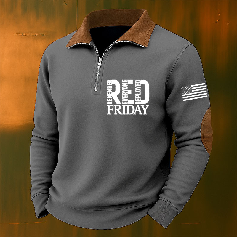 Men's Red Friday Casual Zipper Sweatshirt