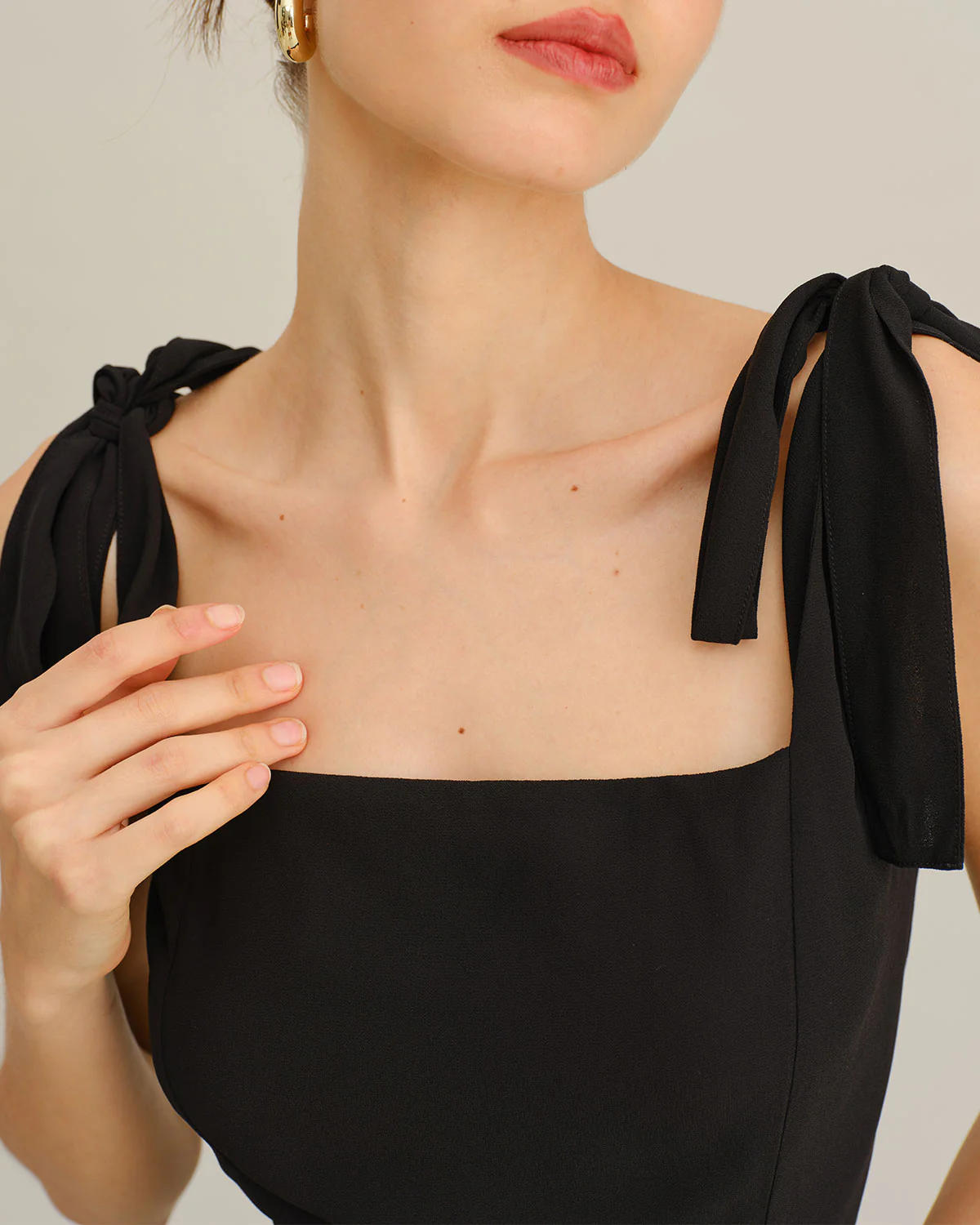 Black Chiffon Tie Strap Maxi Dress