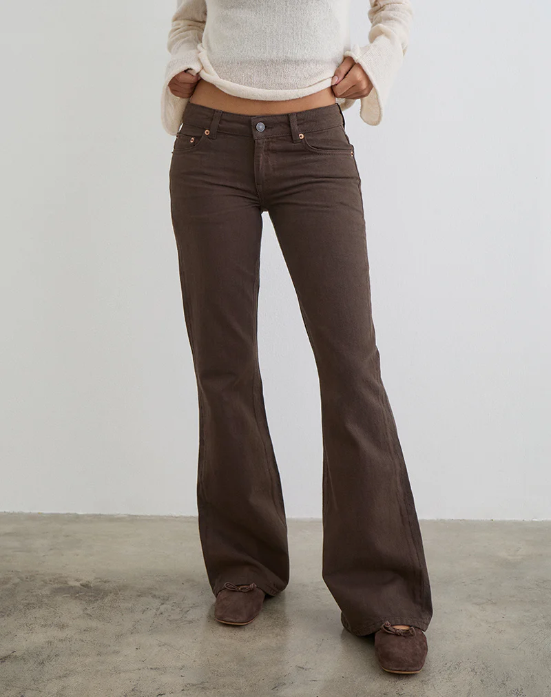 Extra Low Rise Flare Jeans in Dark Chocolate