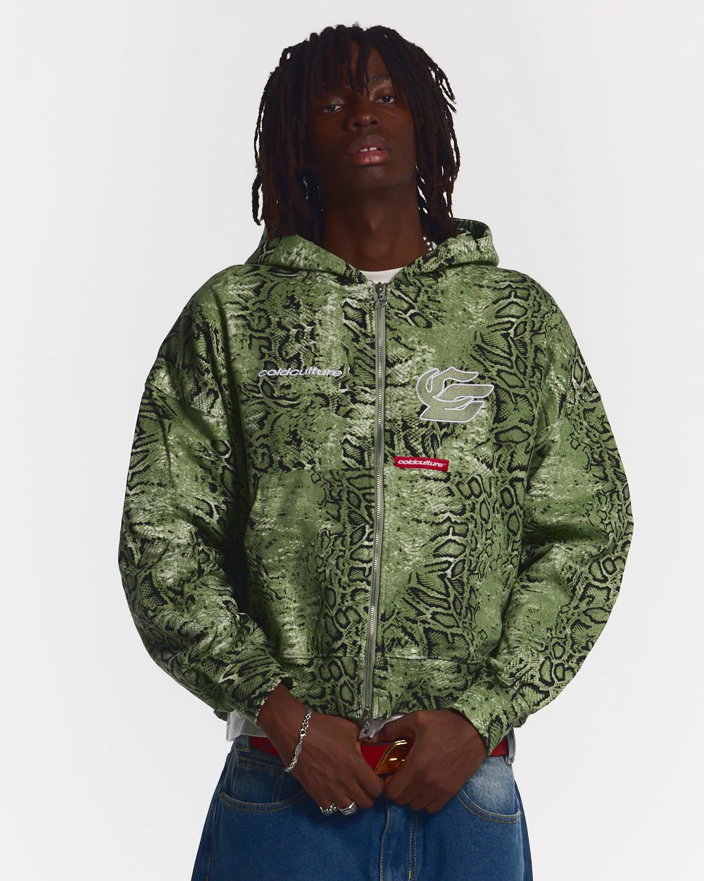 SNAKE  ZIP HOODIE GREEN & BLACK