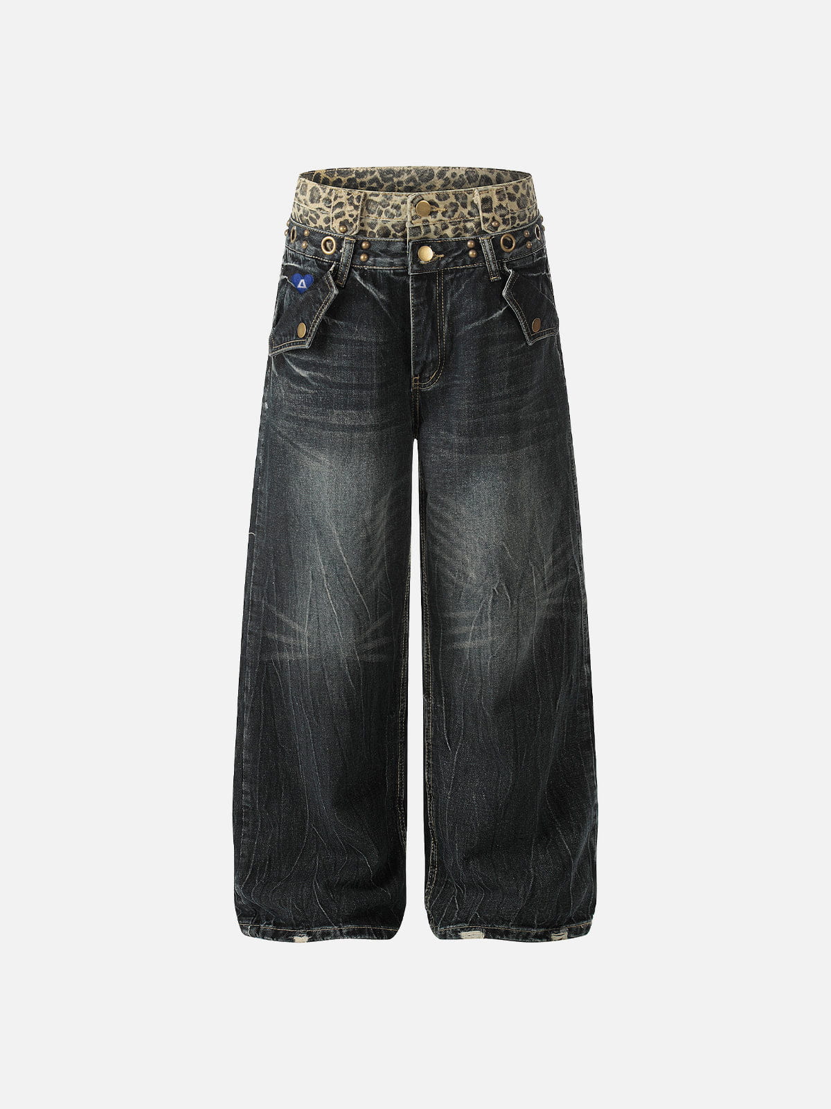Aelfric Eden Leopard Waist Studded Baggy Jeans