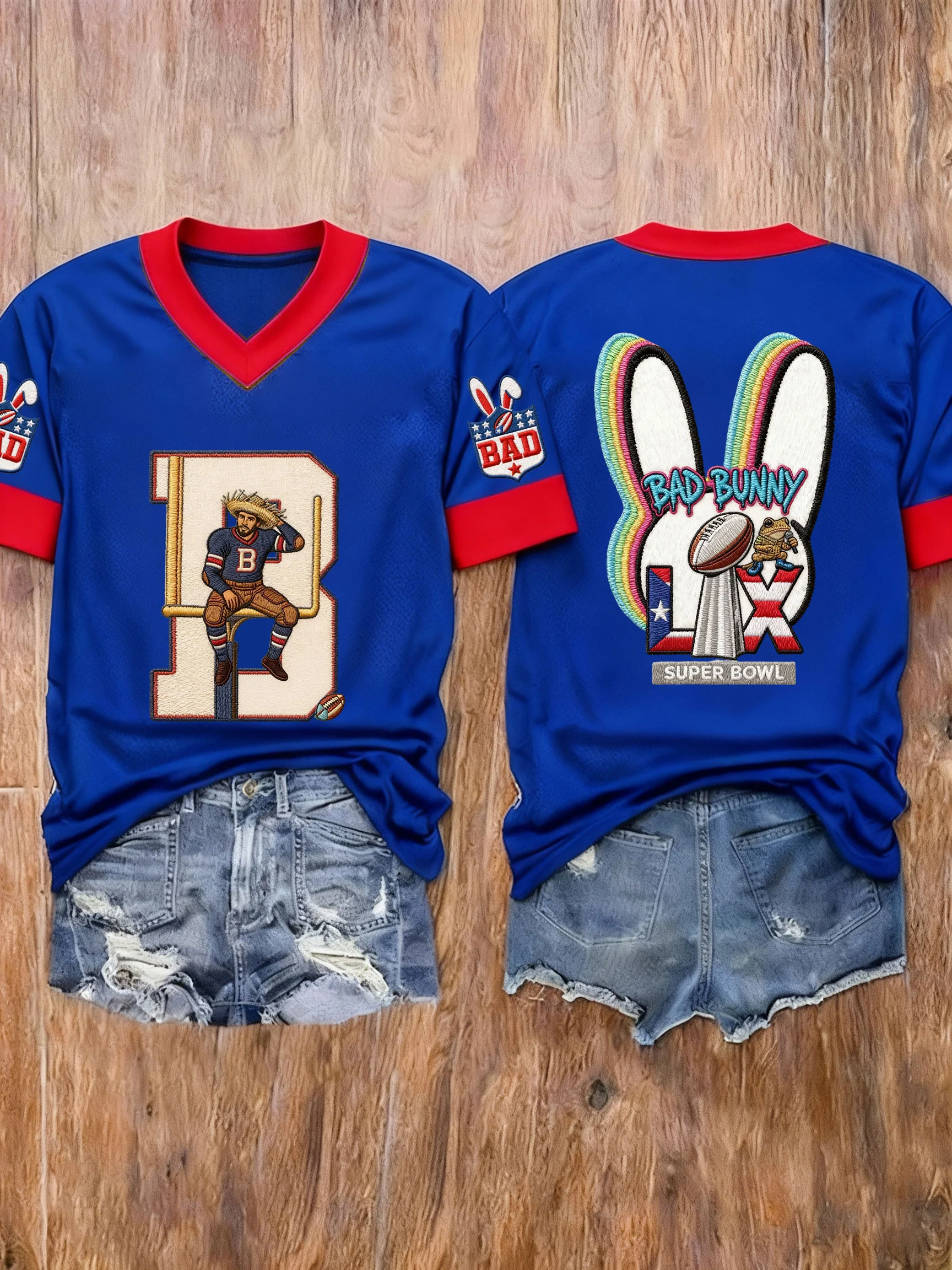 Women's Puerto Rico Print  V-Neck Short Sleeve T-shirt