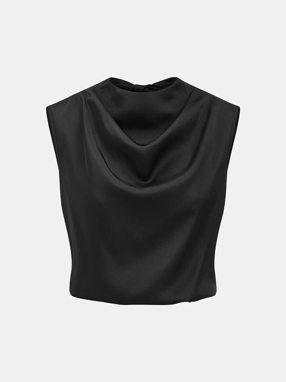 Satin Cowl-Neck Sleeveless Top