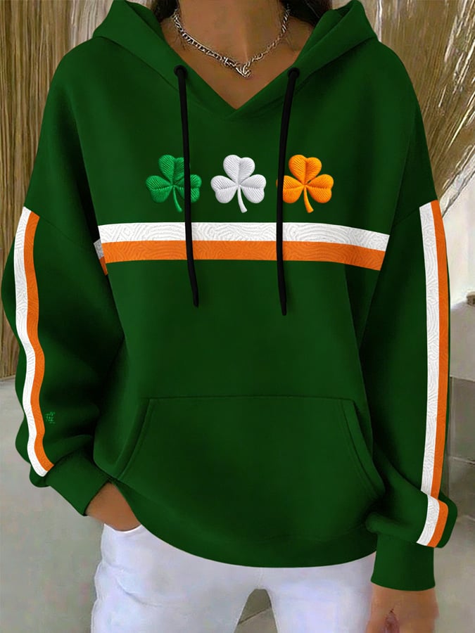 Women's casual St. Patrick's Day flag hooded