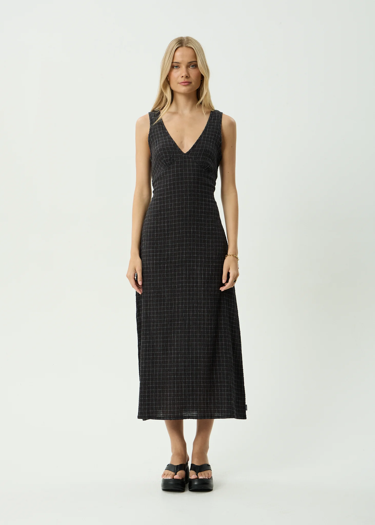 AFENDS Womens Tully - Seersucker Maxi Dress - Black Check