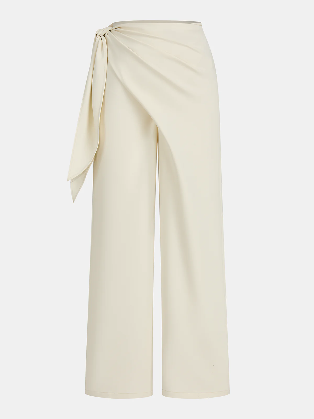 Draped Wrap Wide-Leg Pants