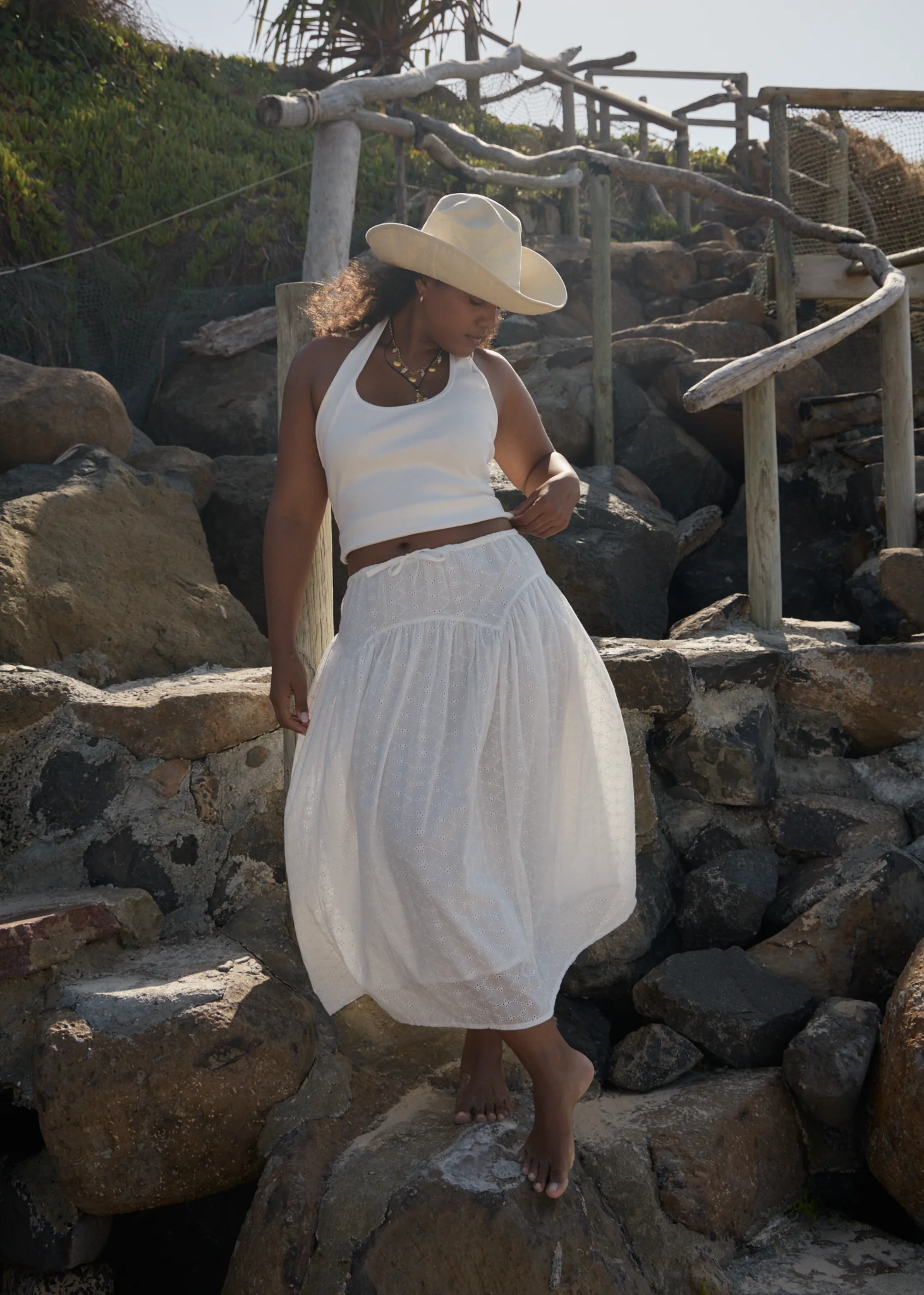 AFENDS Womens Marlow - Midi Skirt - White