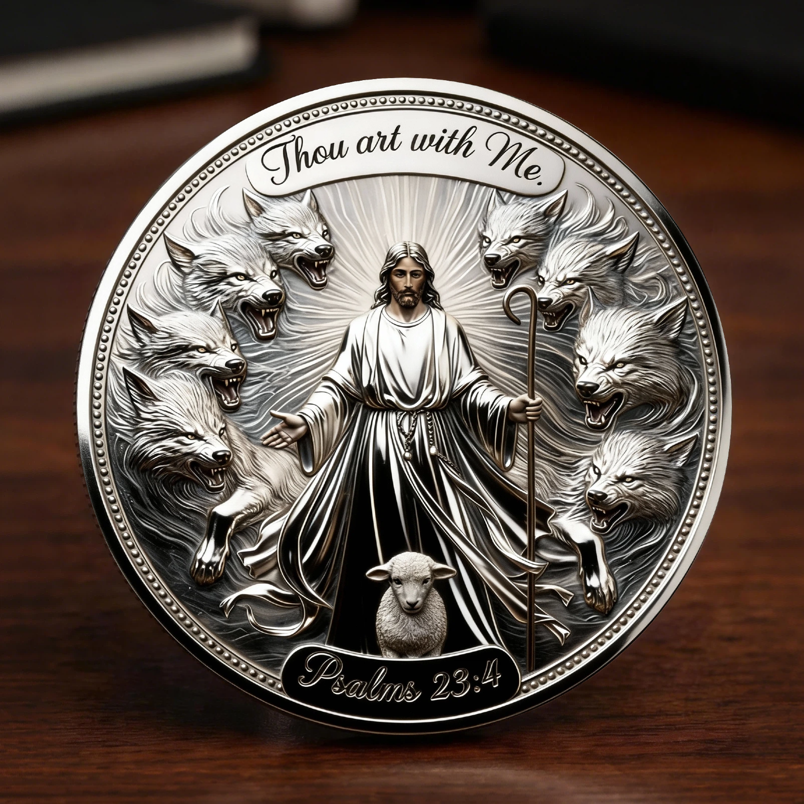 🏆Flash Sale 60% OFF -“Thou Art With Me” – The Good Shepherd Faith Commemorative Coin ✝️🐑