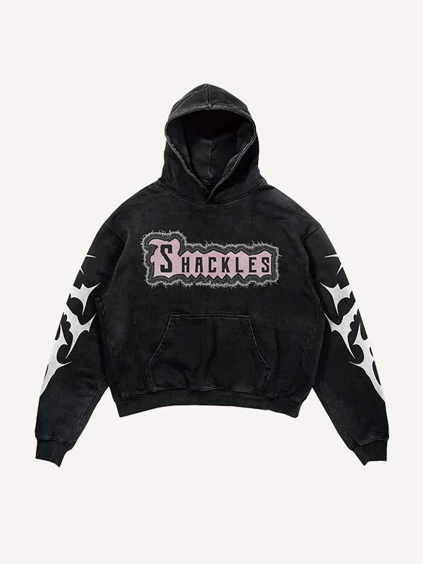 Spider&Web Print Slant Pockets Hoodie