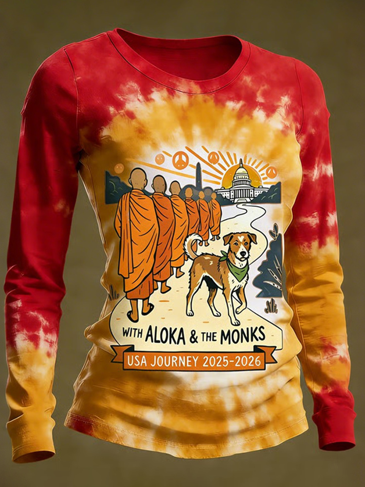 Women's Casual Walk For Peace Printed T-shirt