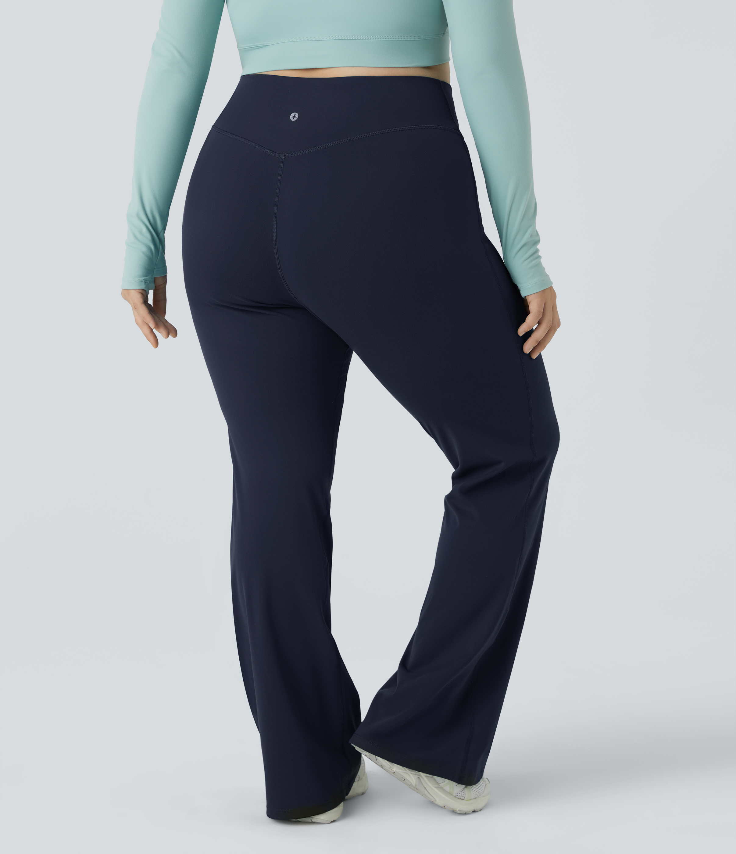 High Waisted Crossover Full Length Flare Plus Size Leggings