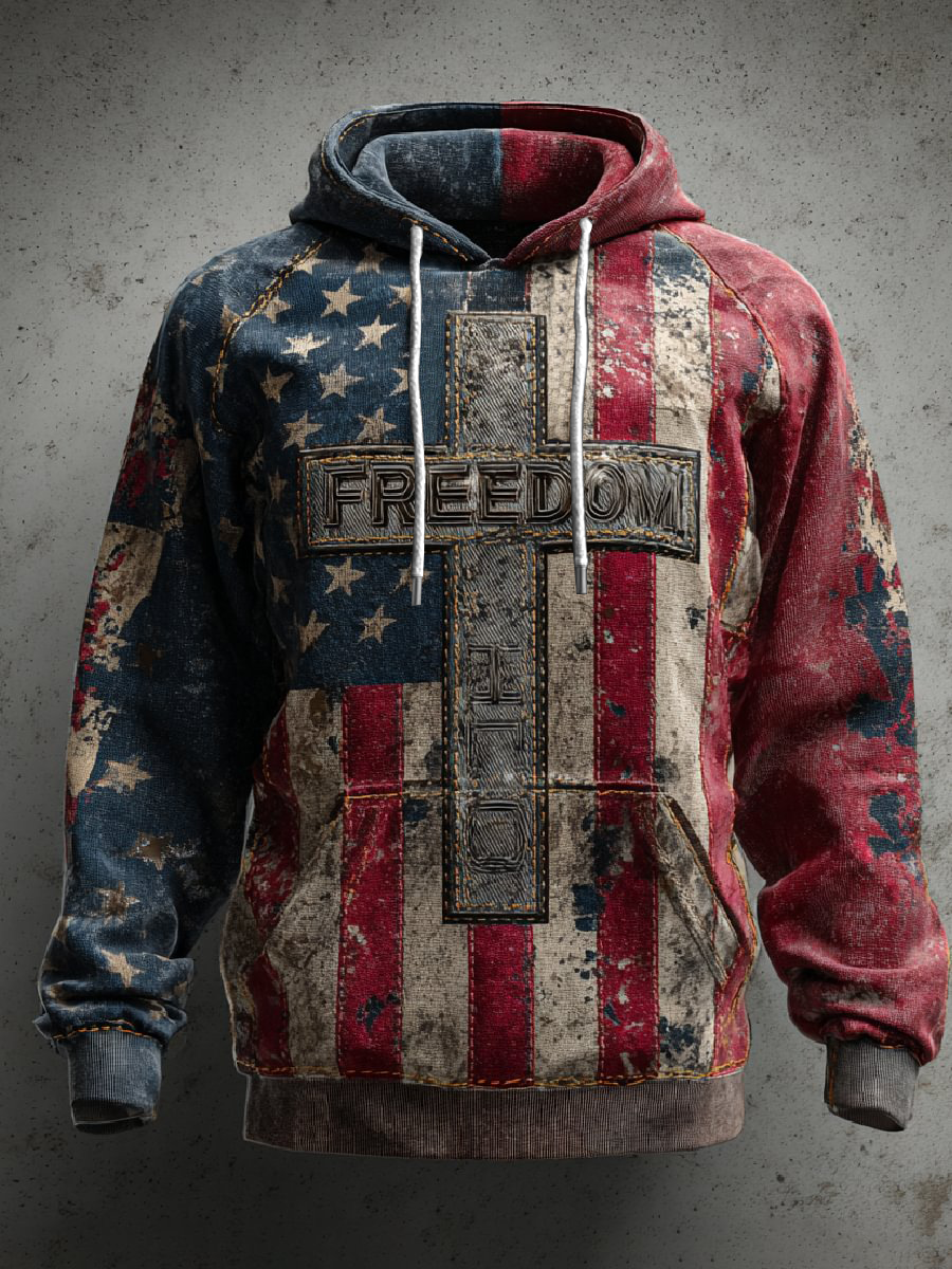 Men's Freedom Printed Casual Hoodie