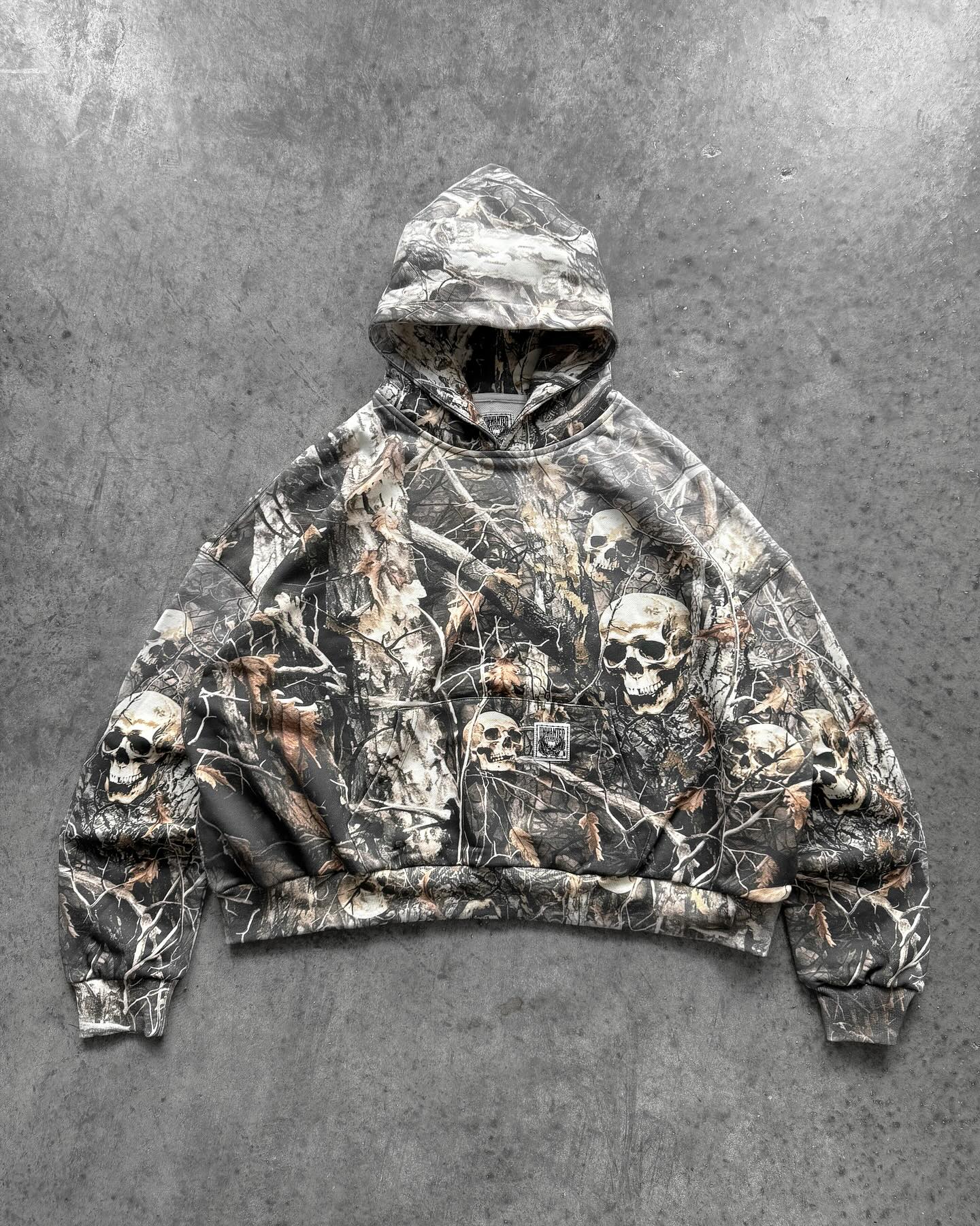 Skull Printed Camo Hoodie