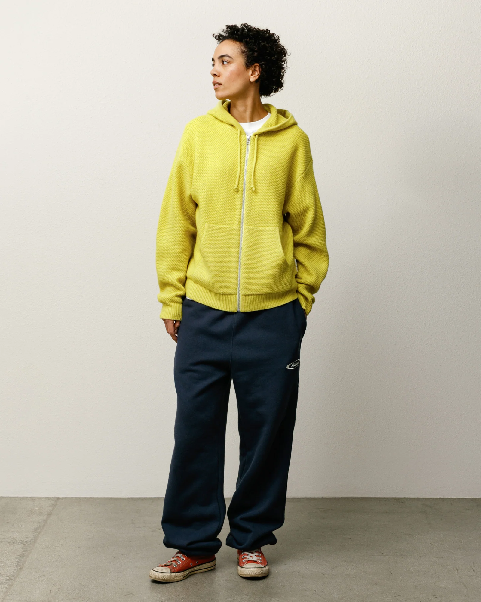 TEXTURED ZIP HOODED SWEATER