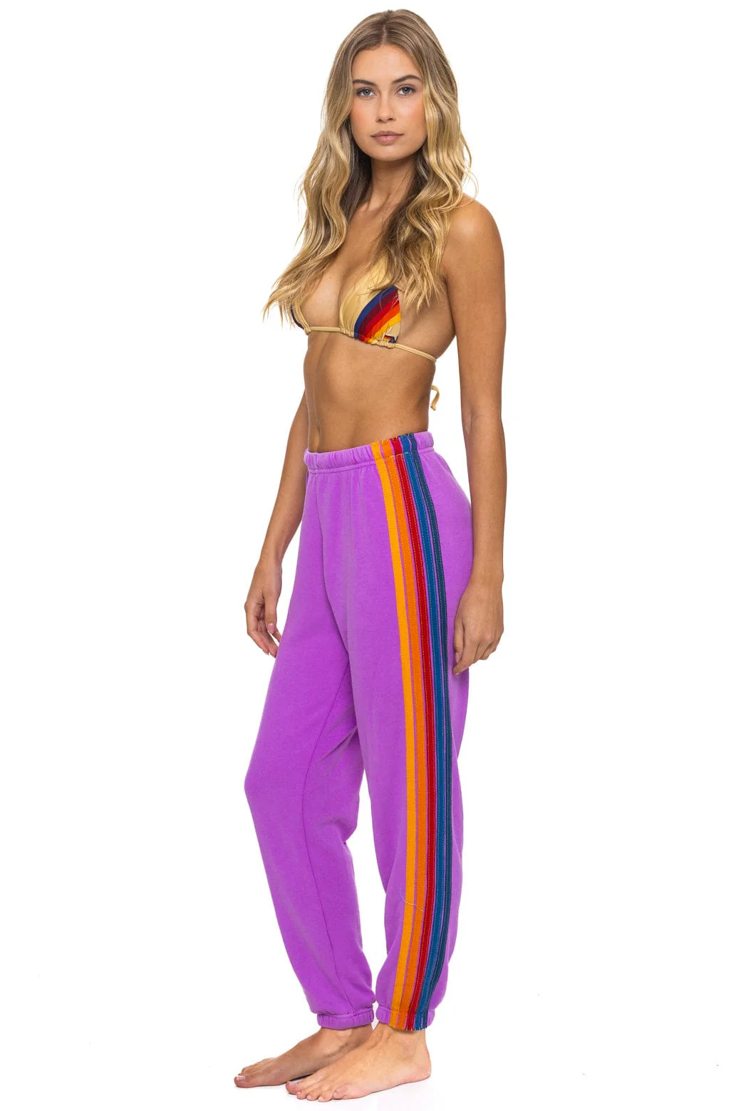 5 STRIPE SWEATPANTS - NEON PURPLE