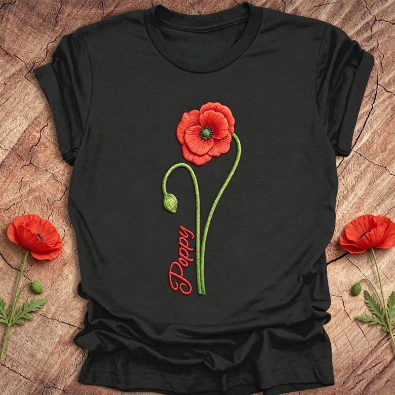 Women's Memorial Day Poppy Art Printed T-Shirt