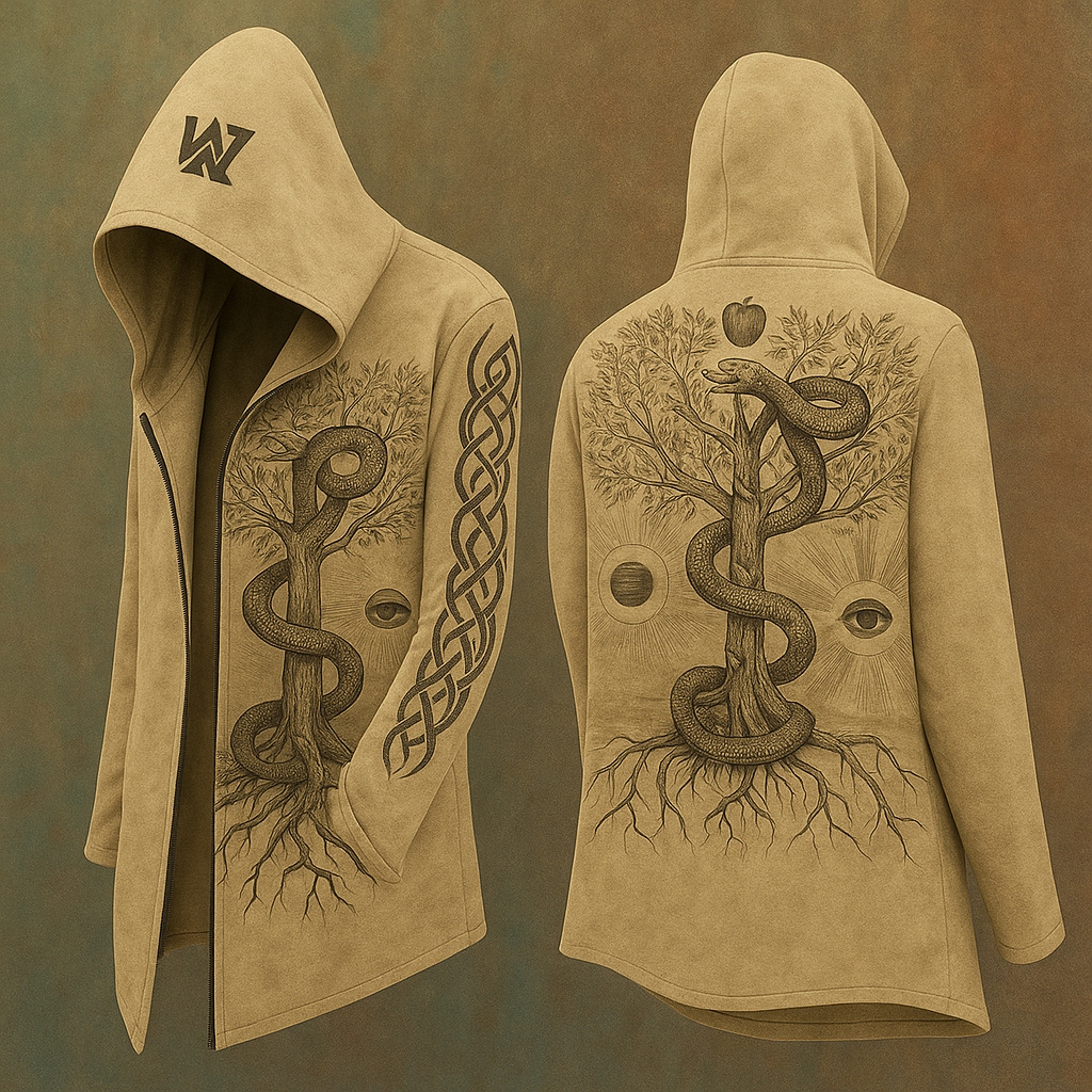 Men's Viking Tree Of Life Vintage Nordic Mythology Jörmungandr Hooded Jacket
