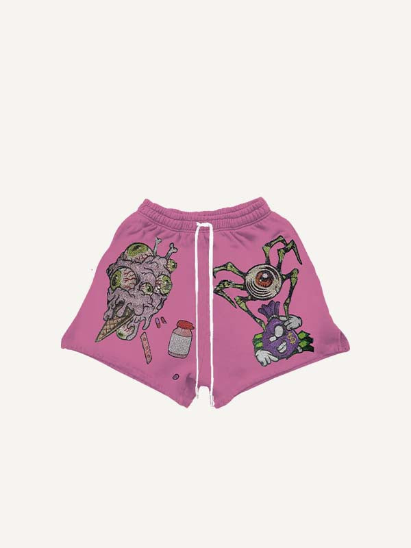 Sun&Eyeball&Money&Graphic Print Drawstring Waist Shorts