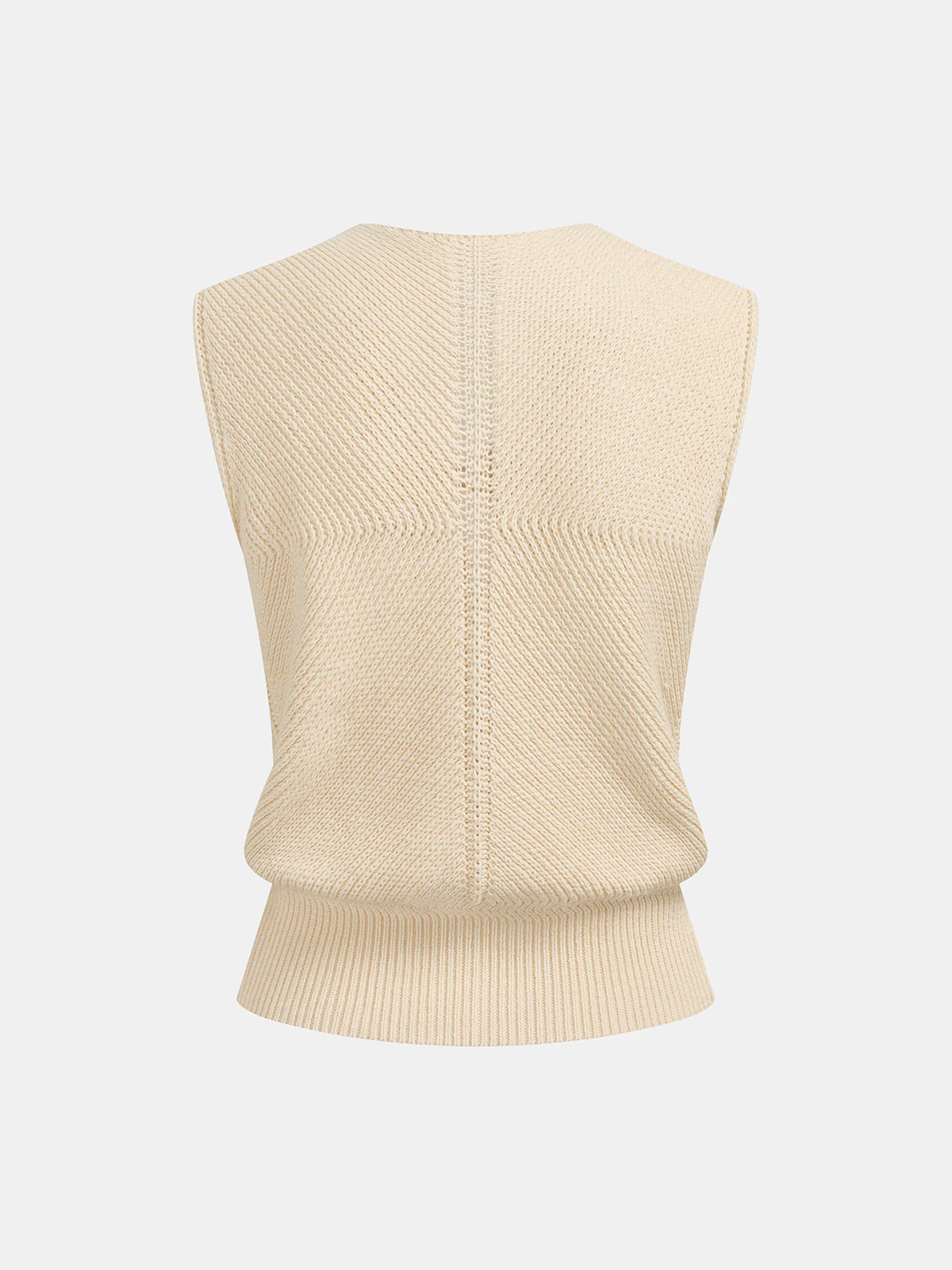 Metal Buckle Sleeveless V-Neck Knit Vest