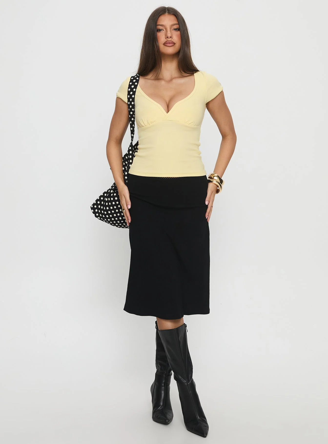Baseline Cross Over Cap Sleeve Top Yellow