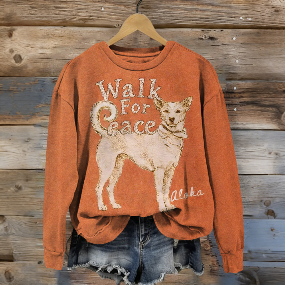 Walk For Peace Aloka Dog Vintage Washed Sweatshirt