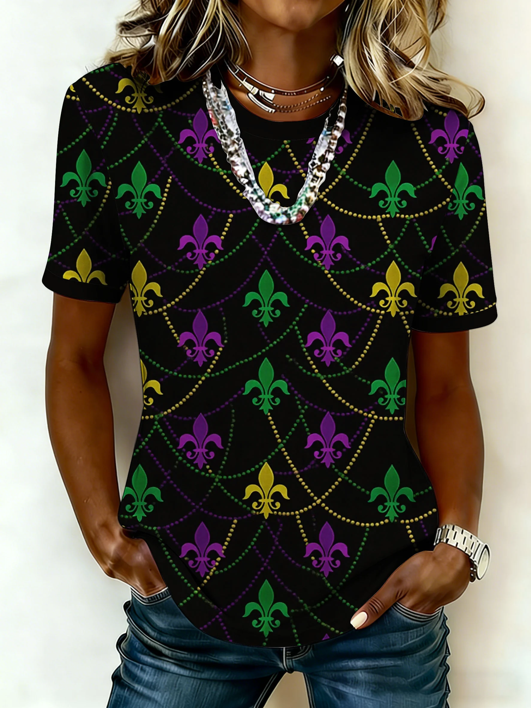 Women'S Casual Carnival Tiger Print T-Shirt