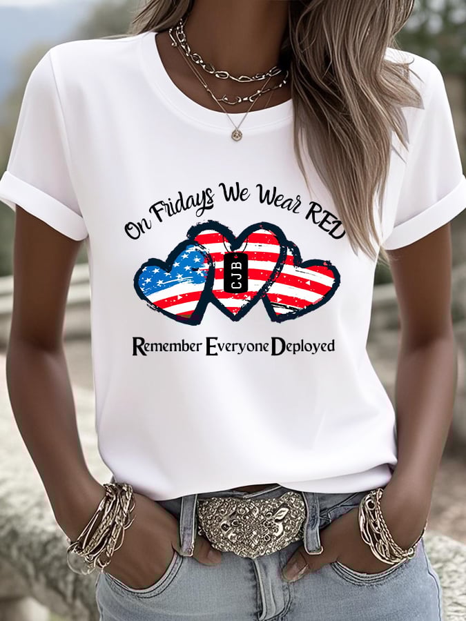 Women's On Fridays We Wear RED Print T-shirt