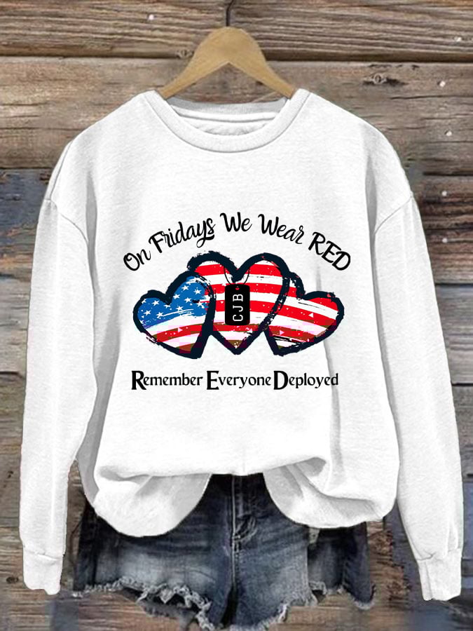Women's On Fridays We Wear RED Printed Sweatshirt