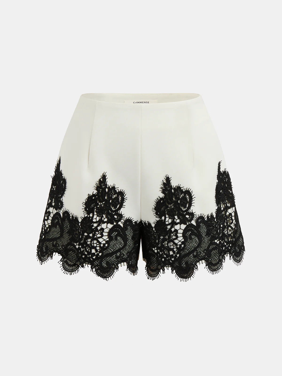 Contrast Lace Trim Mid-Waist Shorts