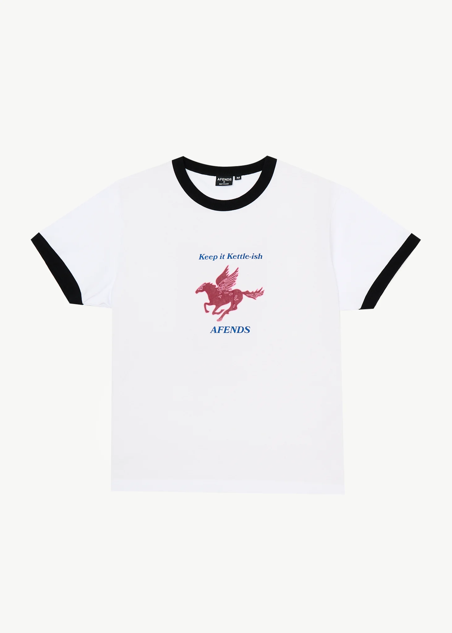 AFENDS Mens Kettle - Heavyweight Boxy Ringer Tee - White