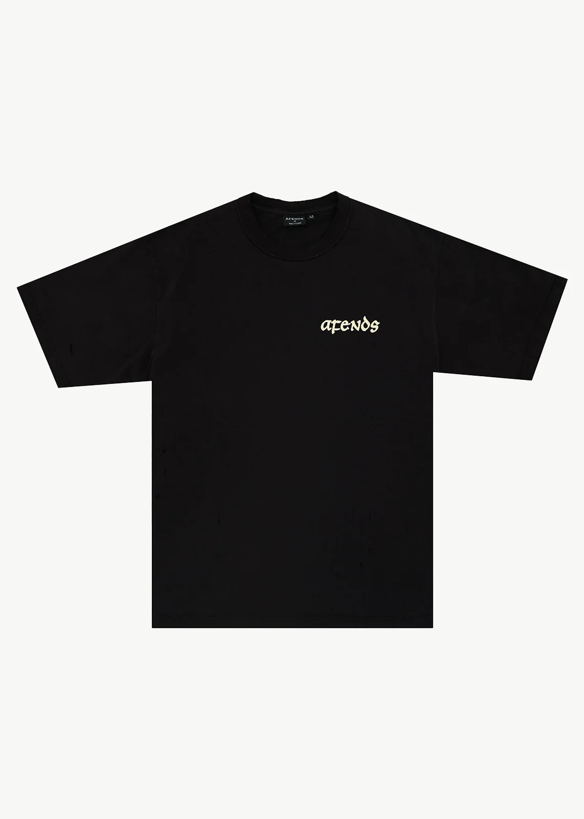 AFENDS Mens Pent-A-Gone - Heavyweight Boxy Tee - Stone Black