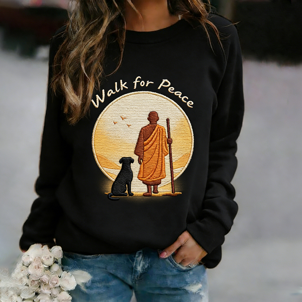 Vintage Distressed Walk For Peace Art Print Sweatshirt