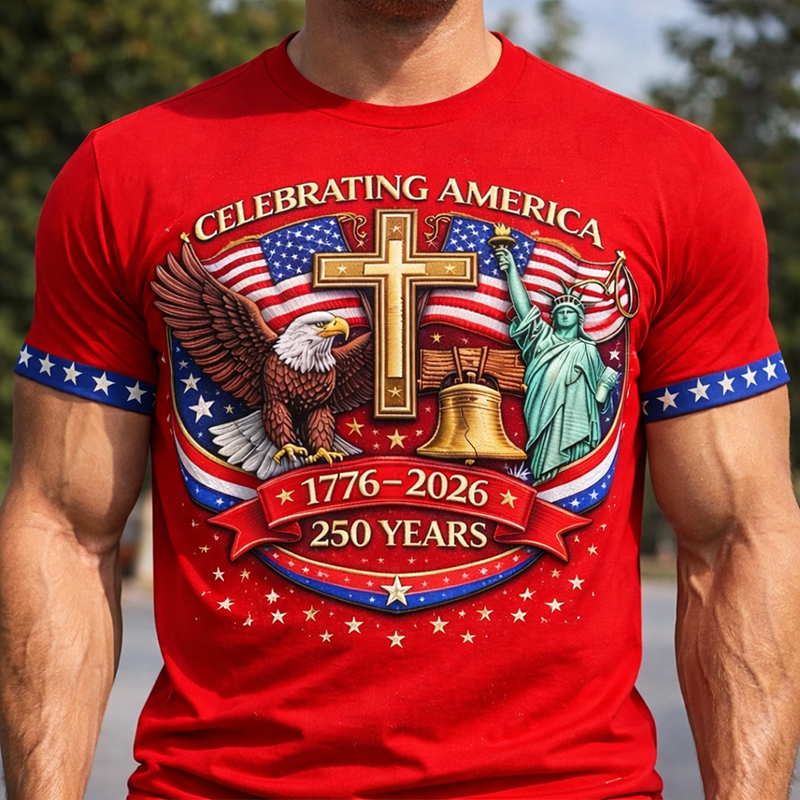 US 250th Anniversary Art Print Casual T-Shirt