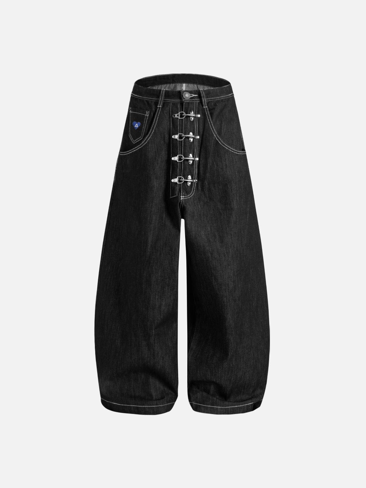 Aelfric Eden Metal Button Raw Baggy Barrel Jeans