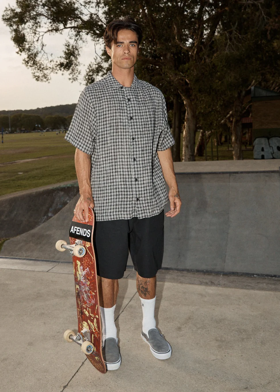 AFENDS Mens Glider - Pleated Short 22" - Black