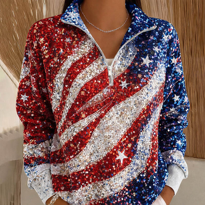 Women's 250th Anniversary Print Casual Zip-Up Sweatshirt