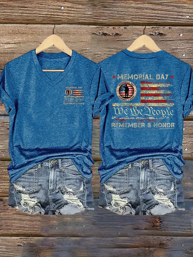 Women's Casual Memorial Day Printed Short-Sleeve T-Shirt