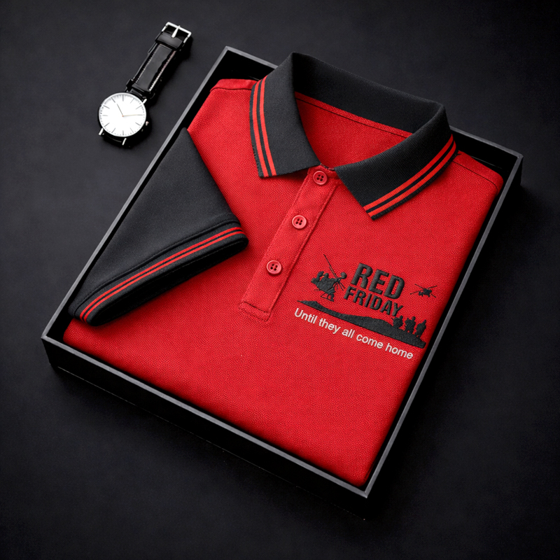 Red Friday Print Men's Polo Shirt