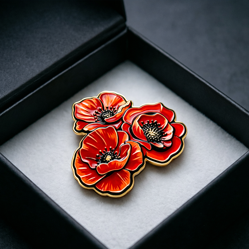 Unisex 3D Poppy Badge for Memorial Day