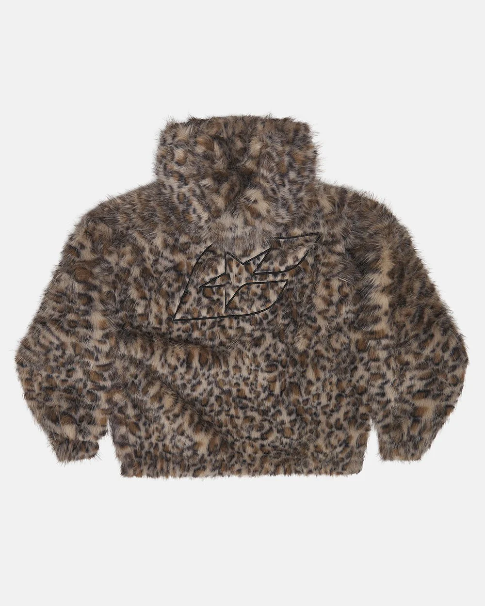 FUR HOODIE BROWN LEOPARD