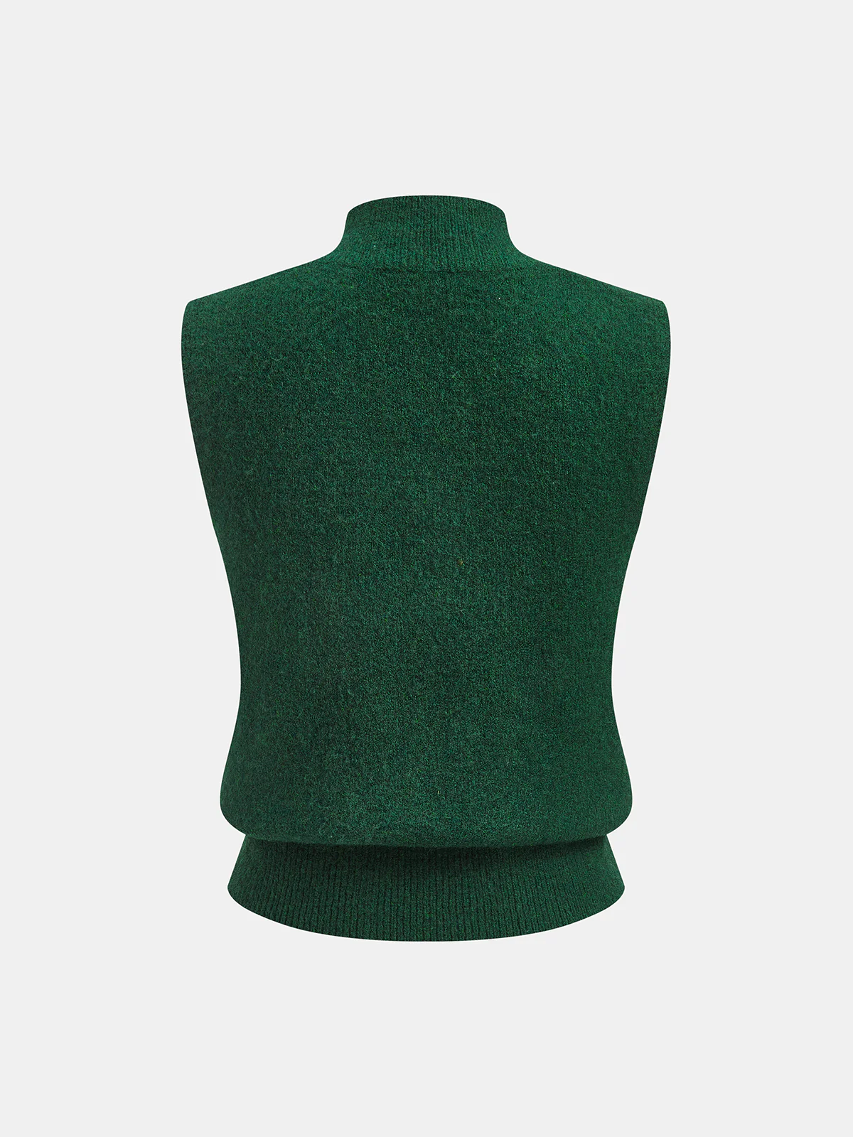 Metal Detail Mock Neck Wool Blend Vest