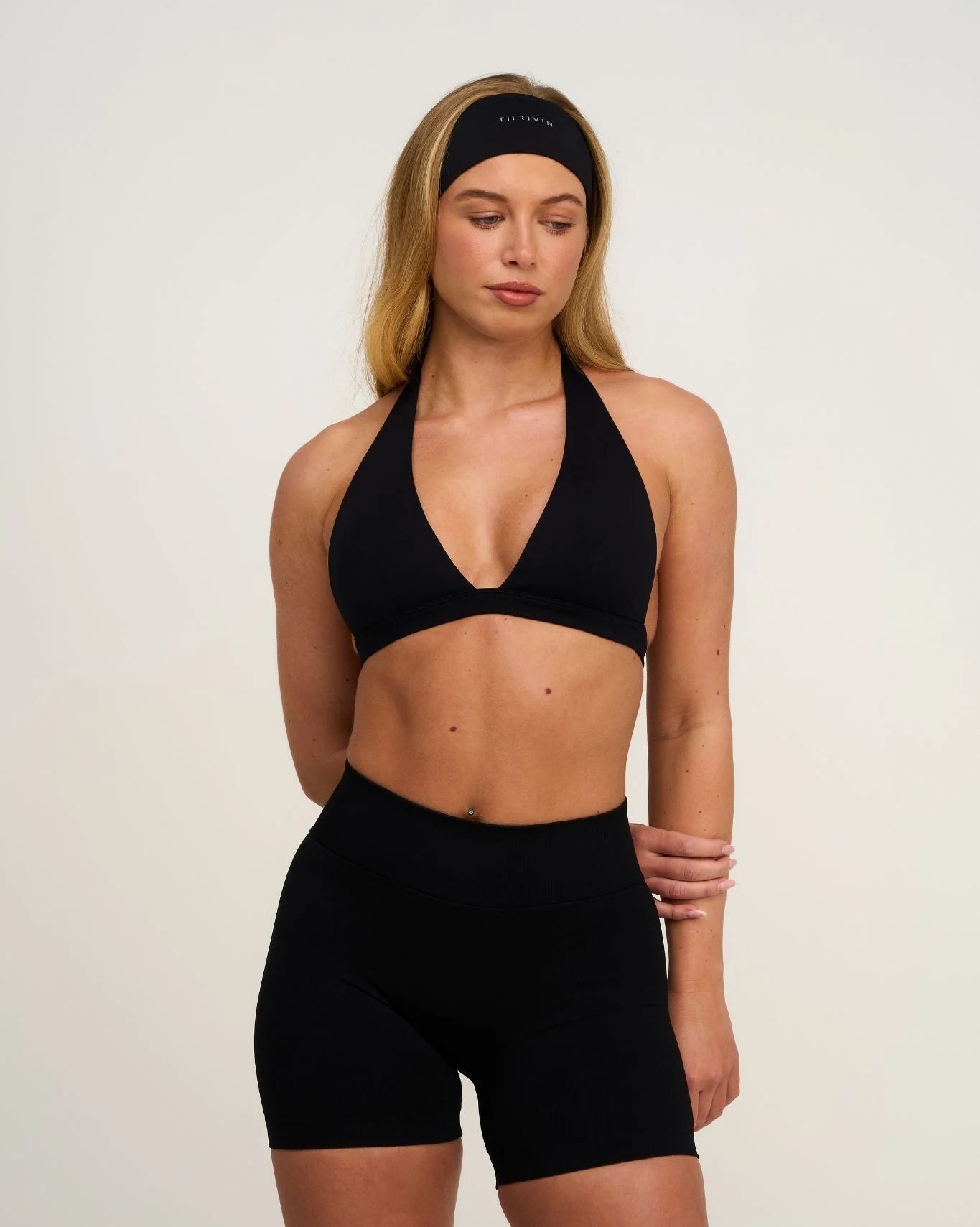Elevate™ Sculpting Seamless V-Neck Halter Bra | Night Black