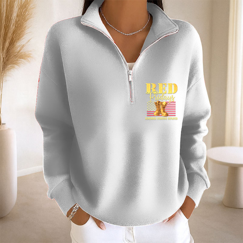Women's Red Friday Print Casual Sweatshirt