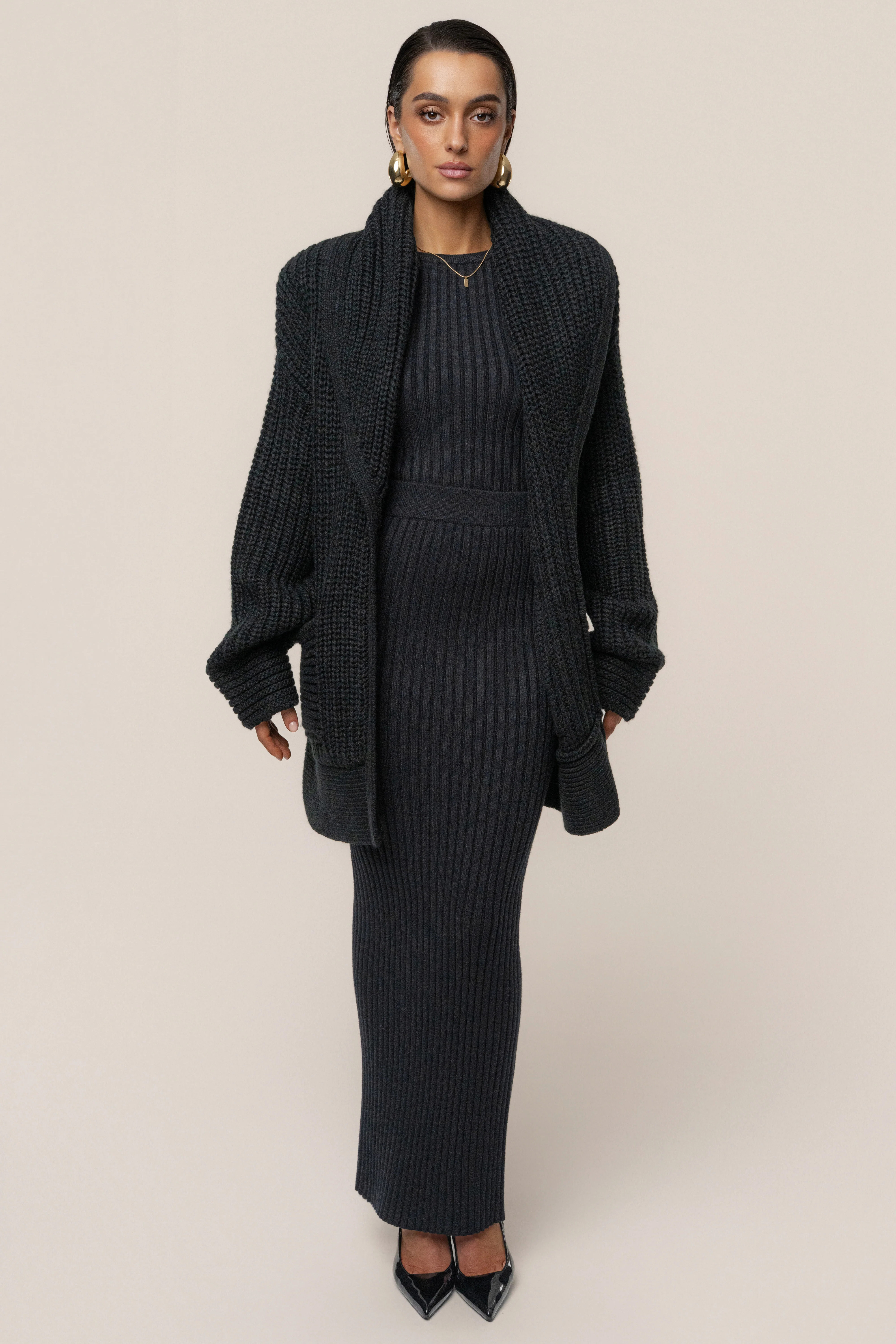 Black Hazel Knit Cardigan