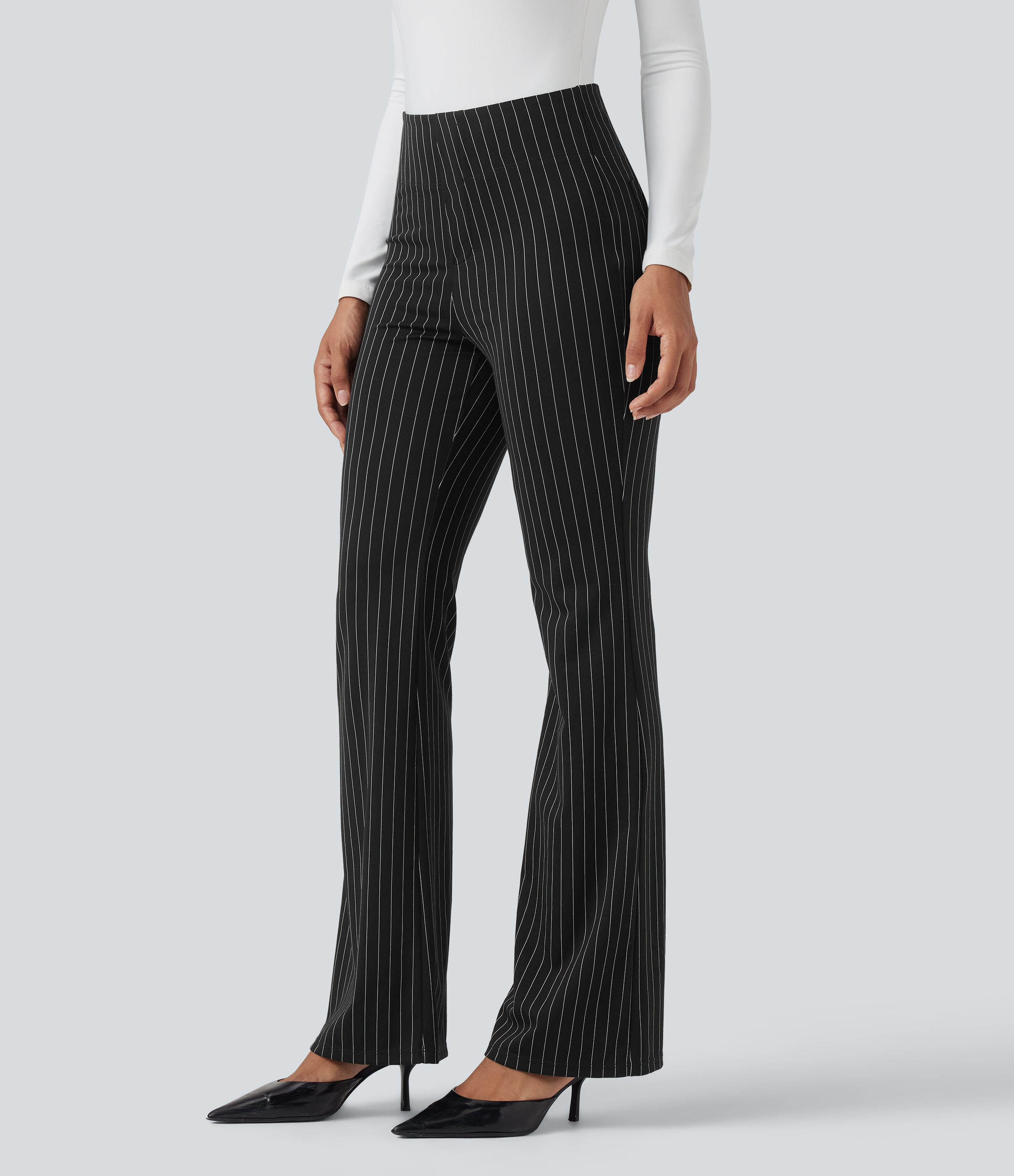 Halara Flex™ High Waisted Striped Work Flare Pants with Pockets