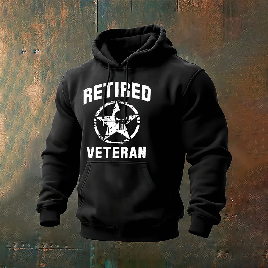 Men's Retired Veteran Printed Cotton Classic Hoodie